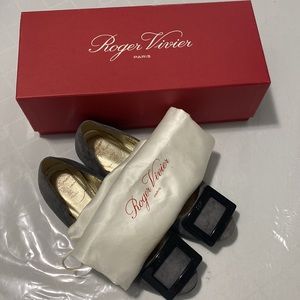 Roger Vivier grey suede leather ballerina flats SZ6